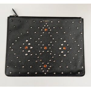 GIVENCHY Black Leather Clutch/Pouch/Document Holder with Studs